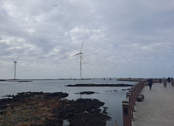 바다목장 공원에 또다른 모습의 풍력발전기 전경(사진=김호선기자)