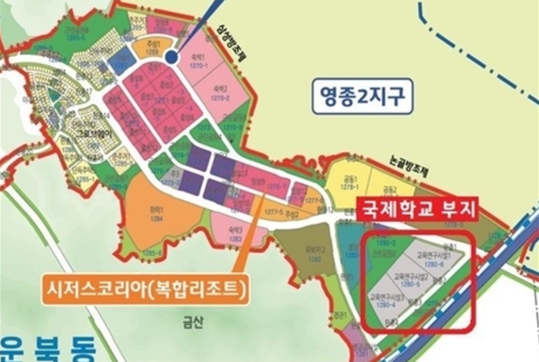 인천시 중구 운북동 미단시티 국제학교 부지 위치도. 한국뉴스DB