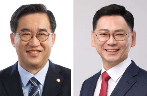 사진 왼쪽부터 맹성규 의원, 용혜랑 전 구의원. 한국뉴스DB