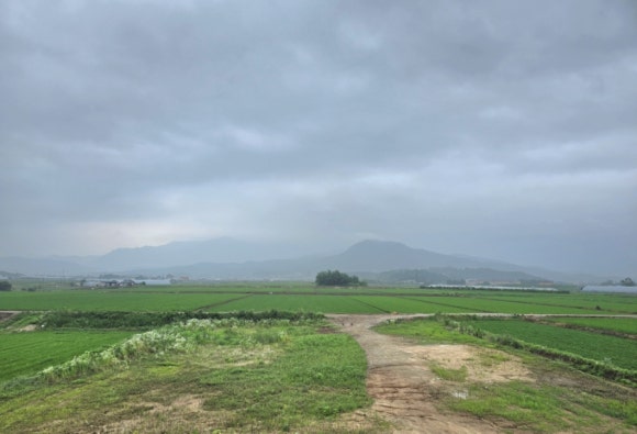 화산이 만든 포천 운천읍의 광활한 들녘 모습(사진=김호선기자)